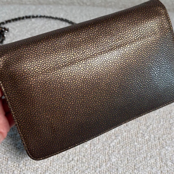 Authentic Chanel Gold Bronze Metallic Caviar Timeless Wallet on Chain Double CC - Picture 9 of 13